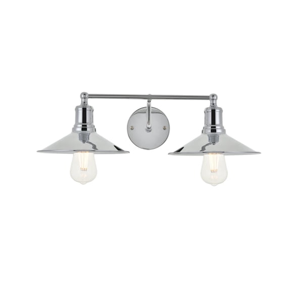 Maklaine Modern 2-Light Mid-Century Metal Wall Sconce in Chrome Finish