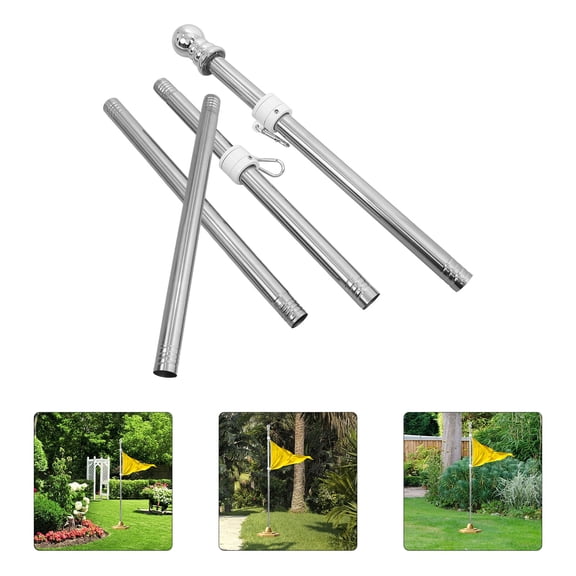 Pawsdot Outdoor Stainless Steel Flagpole with Free Rotation Easy Assembly and Detachable Design Plated Silver Pole