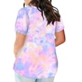 thumbnail image 3 of TQWQT Womens Plus Size Tops Loose Summer Sexy Tunic V Neck Short Sleeve Tie Dye Print Blouses 4x-5x Casual Tunics Blouses with Pocket Purple L, 3 of 5