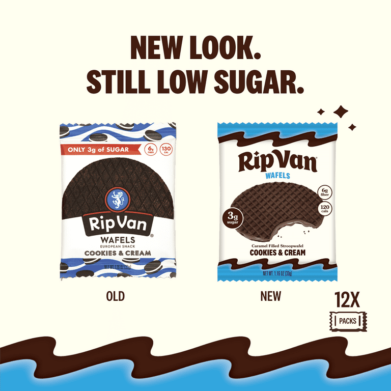 Rip Van, Cookies & Cream Stroopwafels, 12 Pack, Low Sugar, Keto