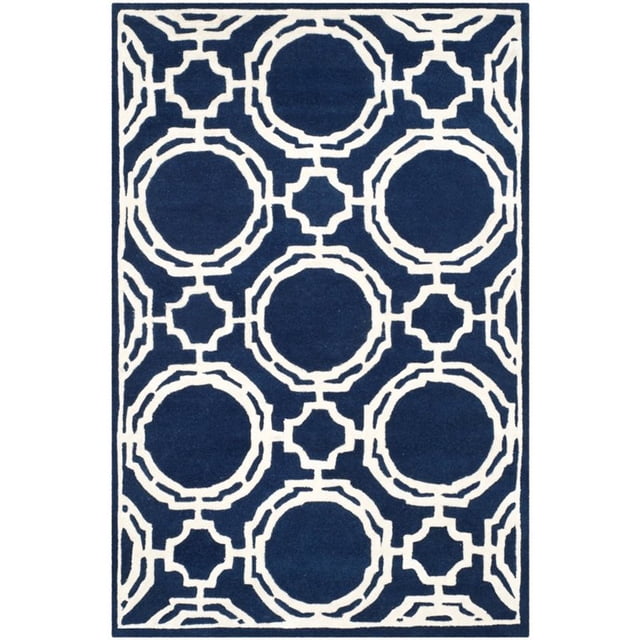 Safavieh Chatham 6' X 9' Hand Tufted Wool Rug in Dark Blue and Ivory