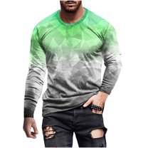 Patlollav Men T-Shirts Casual Round Neck Long Sleeve Pullover Print Blouse Tops