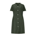 thumbnail image 3 of SMihono Women’s Nurse Uniform Dress Short Sleeve Stand Collar Medical Workwear with Pockets Button Down Professional Scrubs Uniform Army Green S, 3 of 6