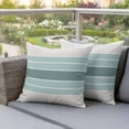 thumbnail image 5 of Pack of 2 Outdoor Pillow Covers 18x18 Inch Waterproof Teal Aqua Stripes Throw Pillow Covers,Decorative Couch Pillow Shams Protectors Modern Ombre Abstract Aesthetics Patio Pillowcases Cushion Covers, 5 of 8