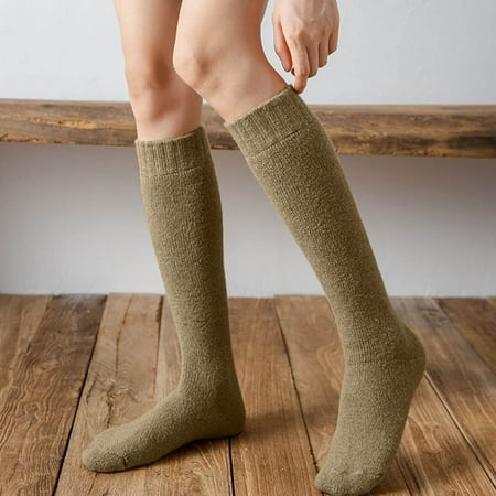 

Soighxzc Woolen Calf Socks Womens Autumn And Winter Stockings With Extra Thick Wool Ring For Warmth And Knee