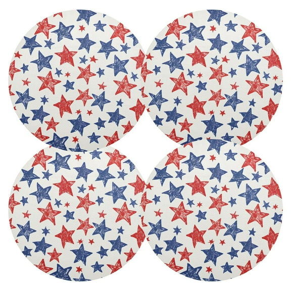 Ryvnso Star Round Plate Mats Dining Table Placemat Set of 4 for Holiday Decoration
