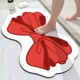 thumbnail image 5 of Bow Shaped Absorbent Bath Mat for Bathroom and Entryway, Non-Slip Quick Drying Soft Floor Mat, Red Waterproof Home Decor Rug for Shower Tub Sink Entrance with Skid-Proof Design, 5 of 6