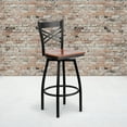 thumbnail image 2 of Flash Furniture 2 Pk. HERCULES Series Black ''X'' Back Swivel Metal Barstool - Cherry Wood Seat, 2 of 8