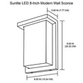 thumbnail image 3 of SUNLITE 8" 12w Rectangle LED Wall Sconce Fixture 3000K-Warm White Silver Finish, 3 of 3