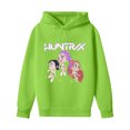 thumbnail image 4 of Moonsky Sudadera con capucha y cordón HUNTRX, estampado de grupo de chicas coreanas, jersey corto, suave y cómodo, top de manga larga para primavera y otoño. Verde fluorescente 110, 4 of 5