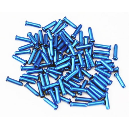 Bike Shifter Cables - The Flying Wheels 100 x Bicycle Bike Shifter Brake Cable Tips (Blue)