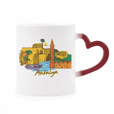 

Turkey Antalya Burdur Watercolor Heat Sensitive Mug Red Color Changing Stoneware Cup