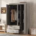 thumbnail image 2 of Miekor Furniture 3-Door Mirror Wardrobe with shelves, Gray BS7798, 2 of 6