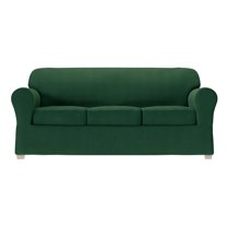 Zenna Home Simply Fit 4-Piece Steps Stretch Sofa Slipcover, Spruce