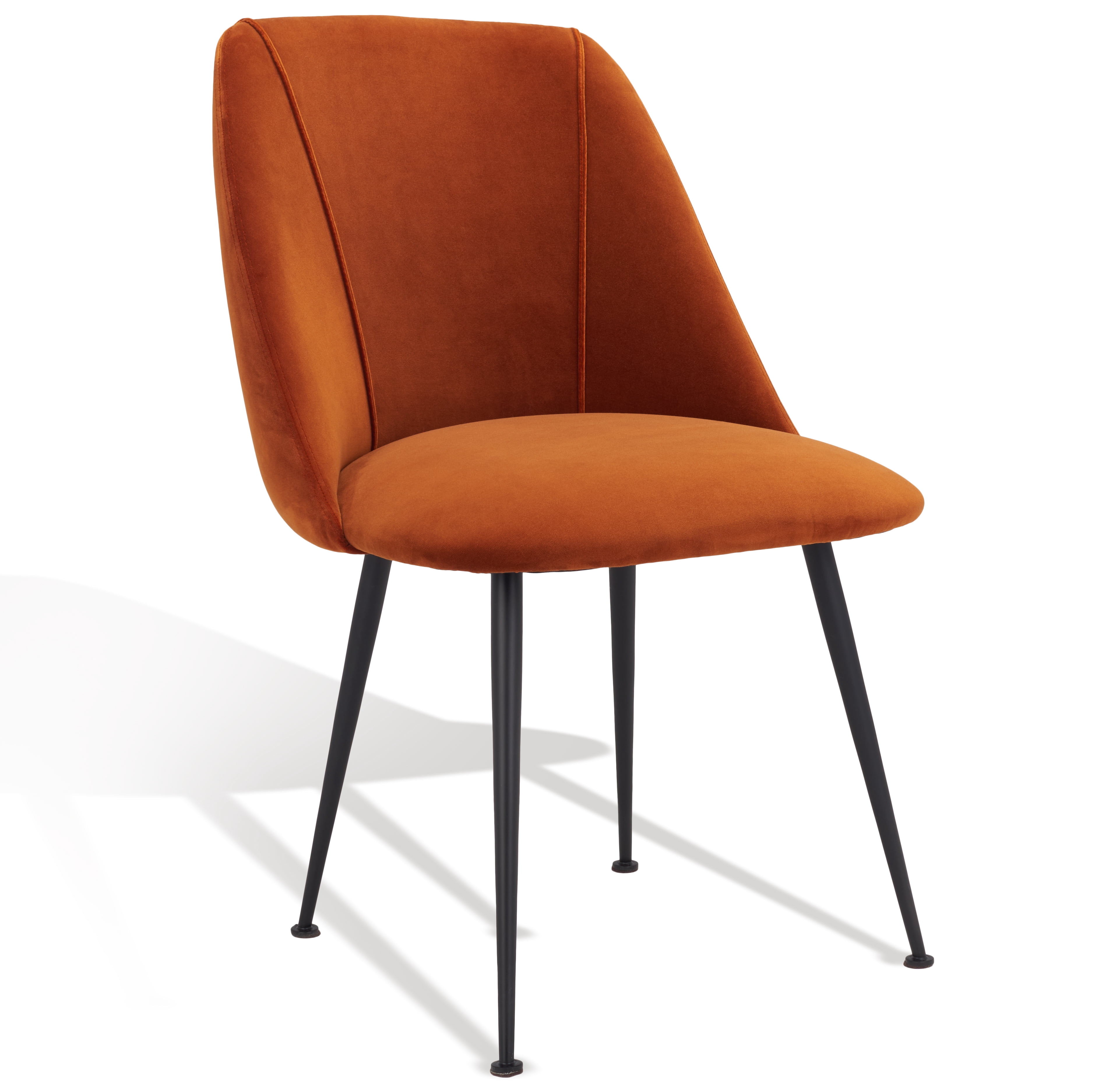 SAFAVIEH Couture Foster Classic Velvet Solid Dining Side Chair, Rust/Black