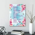 thumbnail image 3 of Love The Lord Your Lord With All Your Heart Matthew 22:38 Canvas Wall Art,Bible Verse Scripture Canvas Painting Prints for Christian Home Bedroom Office Church Religious Wall Decor, 3 of 6