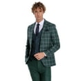 thumbnail image 2 of Men's Wessi Slim Fit 3PC Green with White and Navy Plaid Formal Suit TY-1431, 2 of 8