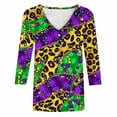 thumbnail image 5 of 3/4 Sleeve Blouses for Women Dressy Casual,Mardi Gras Shirts for Women 3/4 Sleeve Sequin V Neck Mardi Gras Outfits Summer Graphic Holiday Carnival Shirt, 5 of 5