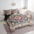 thumbnail image 3 of jejeloiu Retro Boho Flowers 7-Piece Bedding Comforter Set,Bohemian Exotic Style King Bedding Sets,Red Blue Beige Bed Sheets For Girls Kids,Super Cozy Room Decor Reversible, 3 of 8