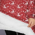 thumbnail image 3 of Oversized Wearable Blanket Hoodie,Red Christmas Deer and Snowflake Pattern Sherpa Blanket Hoodie with Super Pockets,Super Warm Fuzzy Pullover for Women & Men, 3 of 6