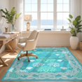 thumbnail image 3 of Design&I 5'x7' Washable Area Rug Flatweave & Daily Traffic Ready Fish Underwater Interlocking Ocean Motif Featuring Navy Beachy for Guest Room, Lounge, Apartment, 3 of 7
