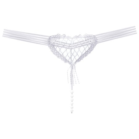 

LowProfile Underwear Women Bikini Heart Shaped Hollow Low Waist Pearl T Line Brief PantiesLowProfile WhiteLowProfile