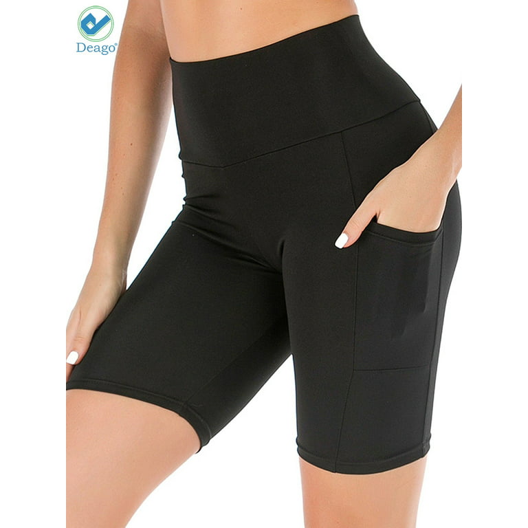 Ahualy Women's High Waist Yoga Shorts Tummy Control Workout Running  Compression Shorts with Pocket A0348 Black#Small at  Women's Clothing  store