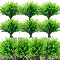 8 Pcs Artificial Plants Outdoor Faux Boston Fern Spring Summer Decor Fake Plants UV Resistant Plastic Greenery Shrubs for Hanging Baskets, Window Box, Porch, Party Decor