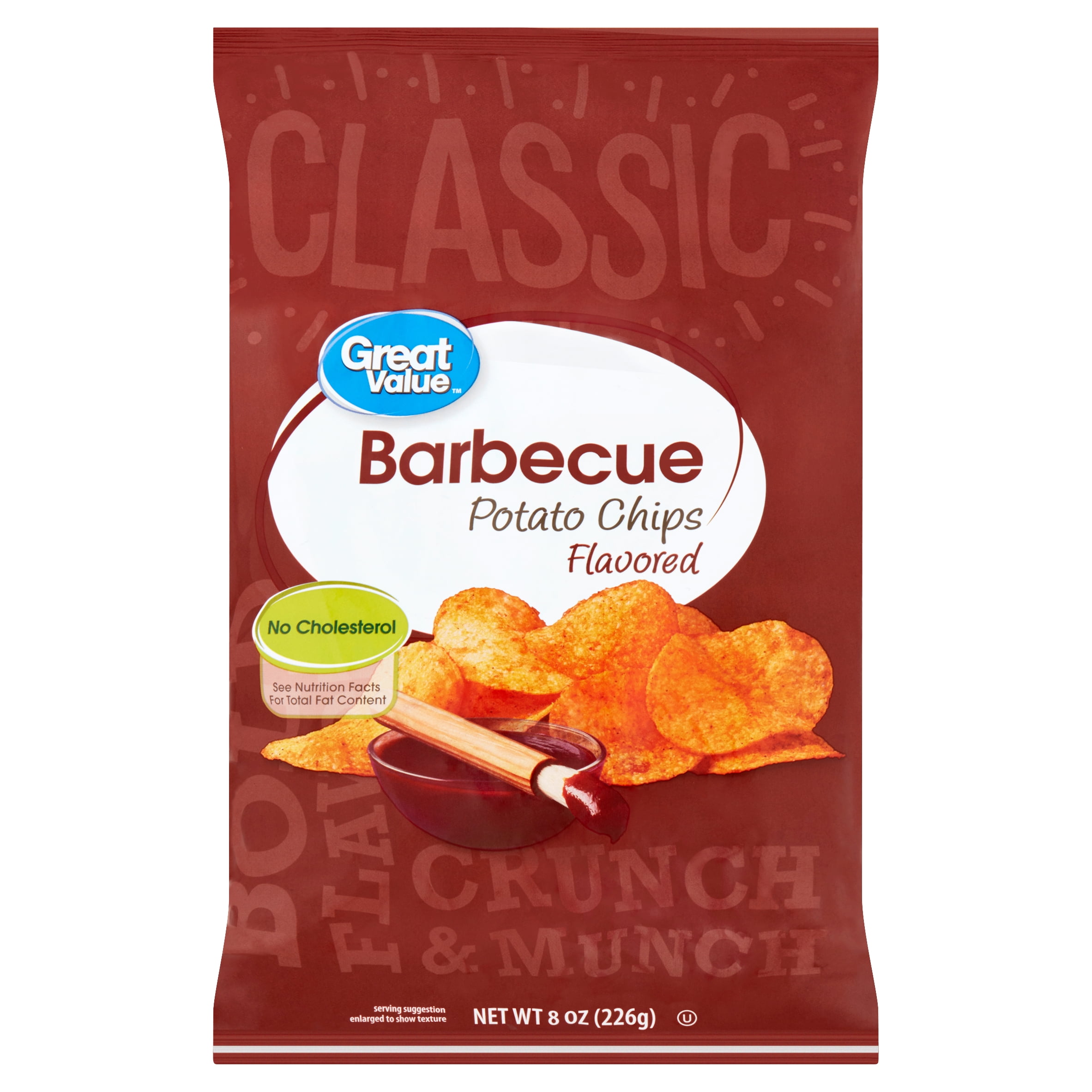 Great Value Barbecue Flavored Potato Chips, 8 oz