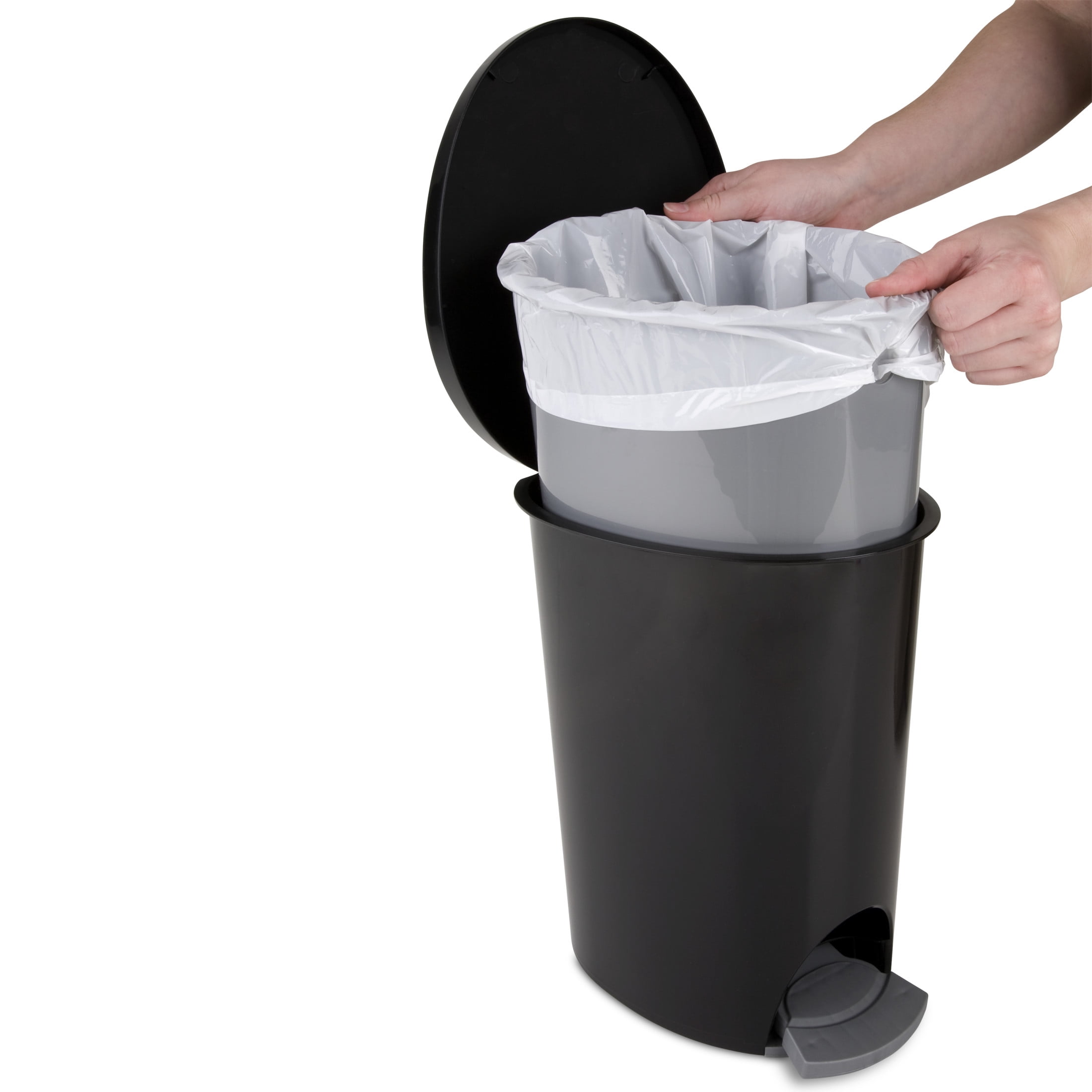 Sterilite Small Bathroom Trash Can, 2.6 Gallon Plastic Garbage Bucket Bin