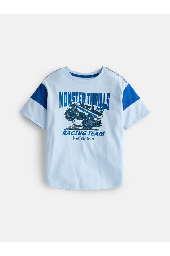 Little Boys Colorblock Graphic Tee with Short Sleeves, Sizes 4-10
