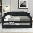 thumbnail image 2 of MODERNLUXE Lit de Jour Taille Simple avec Lit Gigogne, Cadre de Lit Rembourré pour Chambre Salon, Noir, 2 of 7