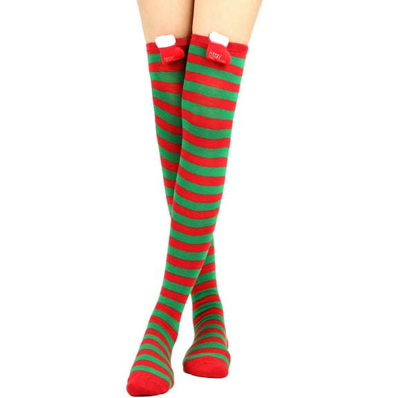 Summer Saving Clearance AXXD Cloud Socks Women,Christmas Long Tube Knee Striped Garter Cute Accessories Christmas Party Socks