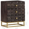 thumbnail image 3 of Mueble de cama VidaXL de madera de mango negro con detalles en latón, 3 of 9