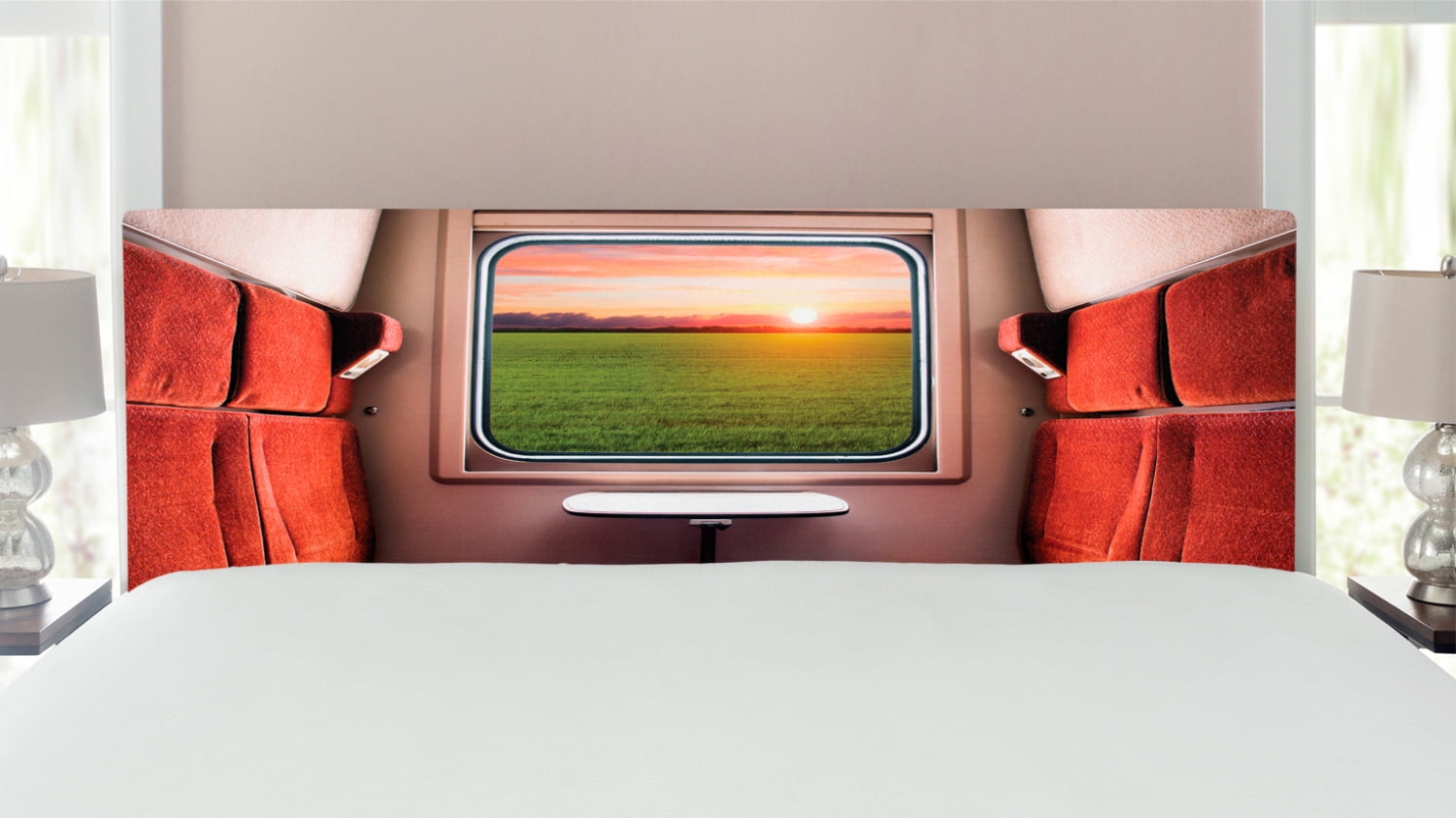 Nature Headboard, Fresh Nature Setting from Train Compartment Window