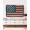 thumbnail image 5 of Star Striped Flag Outdoor TV Cover 70 to 75 Inch Weatherproof, Vintage Wood Grain Abstract Red Blue 600D Oxford TV Covers with Waterproof Zipper, Outside Flat TV Screen Protector Size 68"Wx42"Hx4.5"D, 5 of 7