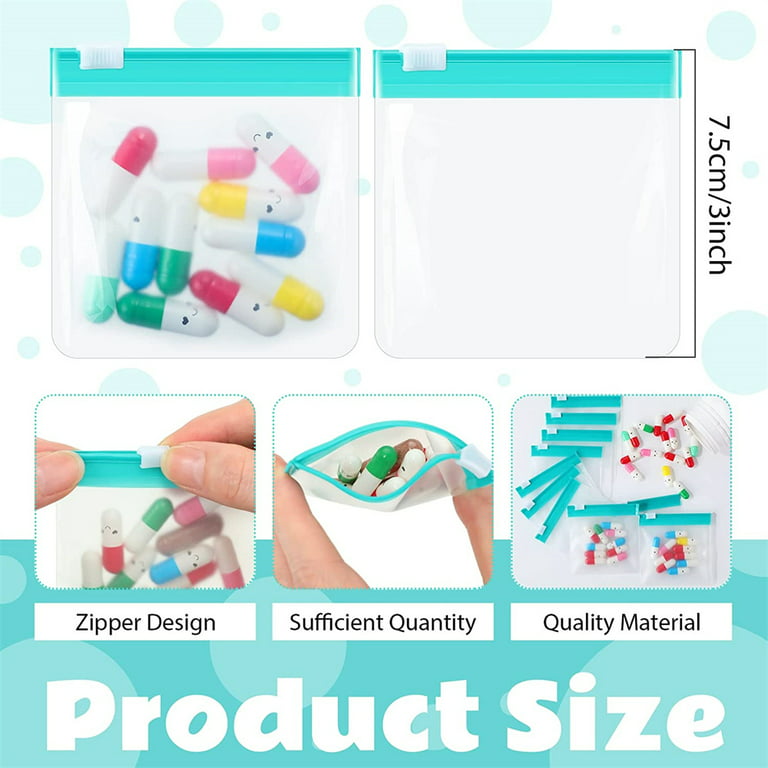 Pill Pouch Bags Zippered Set Reusable Baggies Clear Plastic Self Sealing  Travel Medicine Organizer Storage Pouches with Slide Lock for Pills and  Small