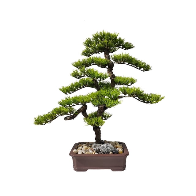 Árbol de bonsái artificial de estilo chino con madera realista y plantas falsas de maceta de cerámica for oficina en casa