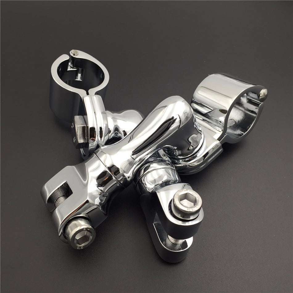 HTTMOTOR Chrome Short Angled Adjustable Highway Peg Mounting Kit For