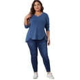 thumbnail image 3 of DARING DIVA Women's Plus Size Long Sleeve Button Side Swing Blouses 1X Blue, 3 of 6