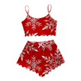 thumbnail image 5 of Bridal Pajama Set – Women’s Silk Button Sleepwear Women's Christmas Snowflake Print Sleeveless Top & Shorts Pajama Set Cozy 2 Piece Wear, 5 of 5