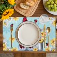 thumbnail image 4 of Aqua Gnomes Daisy Placemats Set of 4, Pastoral Country Garden Floral Placemats for Dining Table, Place Mats for Kitchen Tabletop, Waterproof Wipeable Dining Table Mats Set, 4 of 9
