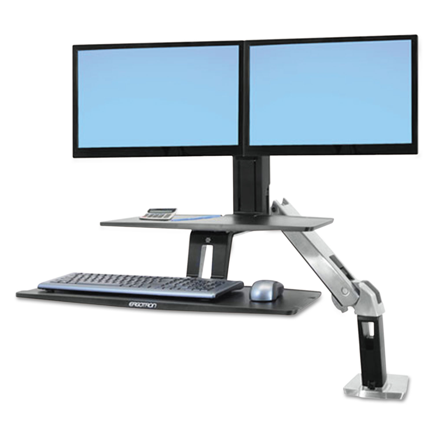 Ergotron WorkFit-A Dual Workstation With Suspended Keyboard - Standing desk converter - black, polished aluminum - image 5 of 5
