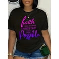 thumbnail image 3 of Faith Letter Print T-Shirt - Soft, Breathable, Versatile Comfy Short Sleeve Crew Neck Top for Summer & Spring - Women's Clothing for Casual Daily Wear Tee Tee For Adult, Men, Women, Teen, Teenager,, 3 of 4