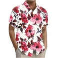 thumbnail image 3 of Yteetum Men's T Shirts Under $5.00 Hawaiian Floral Print T Shirts Casual Button Down Short Sleeve Lapel Beach Summer T-Shirts, 3 of 7