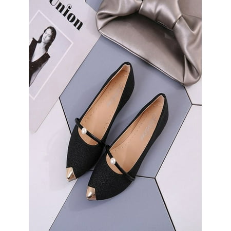 Elegant Ladies Flat Shoes Low Heel Shallow Pointed Toe Comfort Office Frosted Shoes
