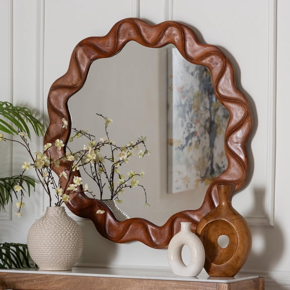 bali & pari Bahati Boho Mirror, Mahogany Brown