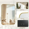thumbnail image 5 of BEAUTYPEAK 26"x38" Wall Mirror Rounded Corners Hanging Vanity Mirror Gold, 5 of 9