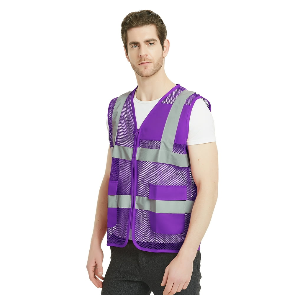 GOGO Unisex US Big Mesh Volunteer Vest Zipper Front Safety Vest with