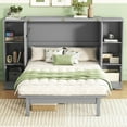 thumbnail image 2 of Queen Size Murphy Bed with Shelves, Drawers and USB Ports,Gray, 2 of 9